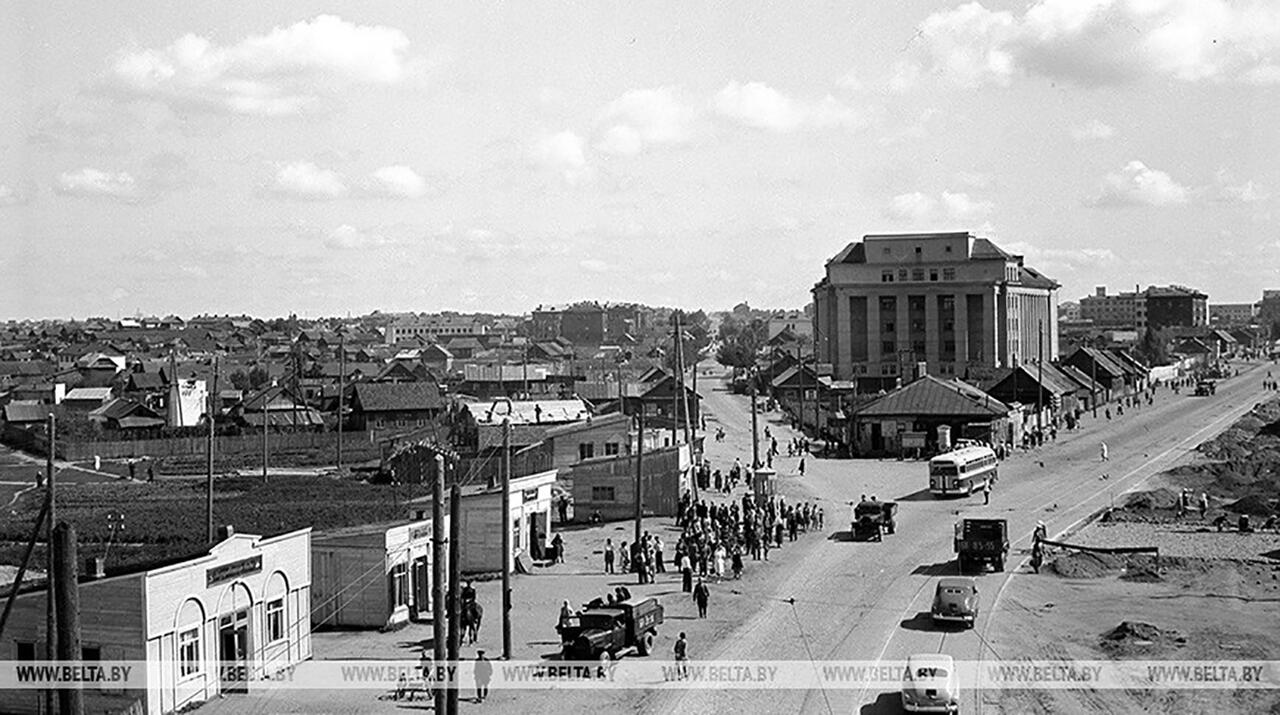 Минск, 1953 год. Развилка Ленинского проспекта и Логойского шоссе