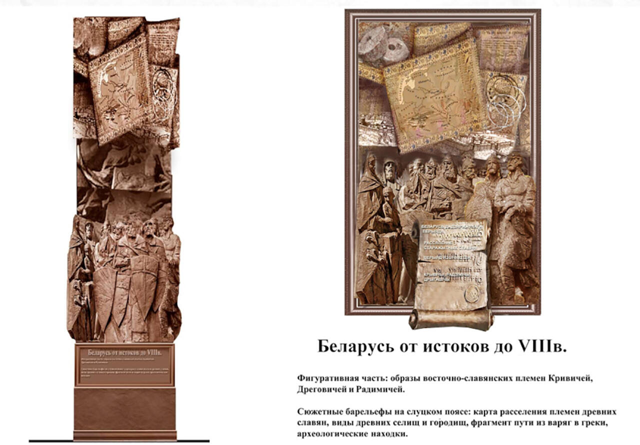 Национальный исторический музей Беларуси: скульптурная композиция главного фасада